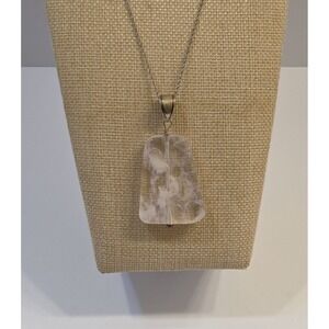 Large Quartz Crystal & Sterling Silver Pendants Necklace Adjustable 16-18"
